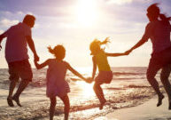 family on beach